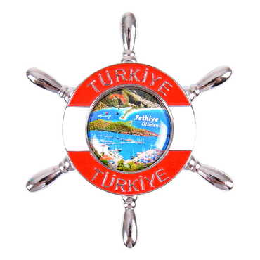 Myros - Fethiye Themed Customised Metal Rudder Fridge Magnet