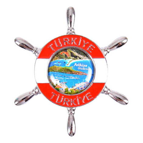 Fethiye Themed Customised Metal Rudder Fridge Magnet