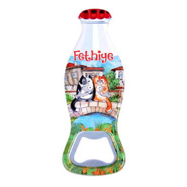 Fethiye Themed Customised Uv Printed Coca Cola Bottle Shape Plastic Base Bottle Opener 42x120 mm - Thumbnail