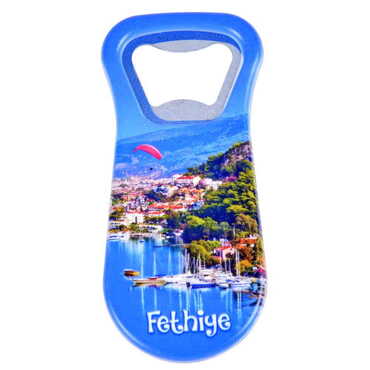 Fethiye Themed Customised Uv Printed Plastic Base Plastic Base Bottle Opener 95x43 mm - Myros