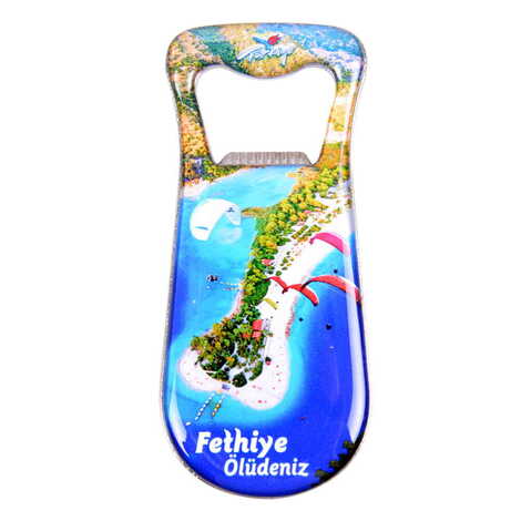 Fethiye Themed Customizable Metal Magnetic Bottle Opener 95x42 mm