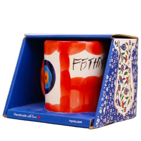 Fethiye Themed Handmade Ceramic Mug with Gift Box - 6
