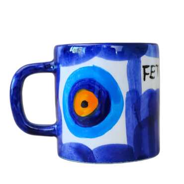 Fethiye Themed Handmade Evil Eye Small Mug - 4