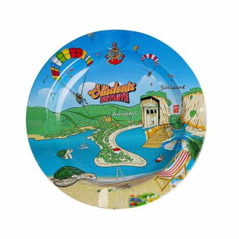 Fethiye Themed Metal Ashtray 115mm - 1