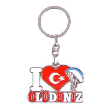 Fethiye Themed Metal Customised Enamel Keychain - Thumbnail