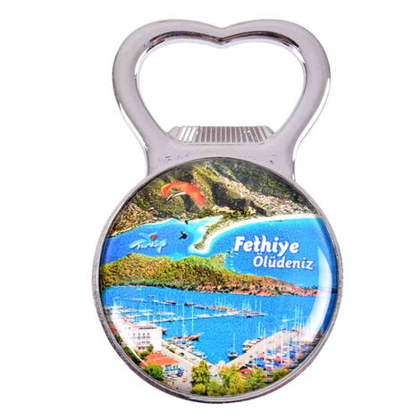 Fethiye Themed Metal Magnetic Small Round Opener 38x60 mm - 5