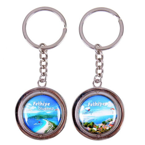 Fethiye Themed Metal Spinner Keychain 38x100 mm - 2