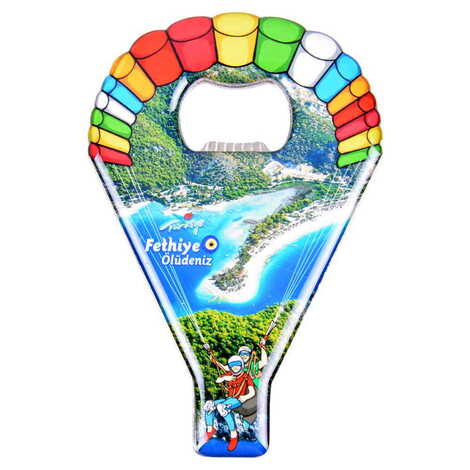 Fethiye Themed Parachute Shaped Metal Magnetic Opener 113x75 mm