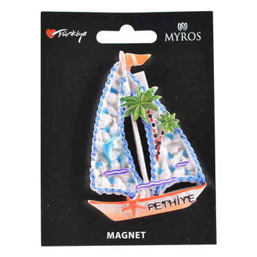 Fethiye Themed Polyester Backing Carded Stoned And Nacrous Fridge Magnet - Thumbnail