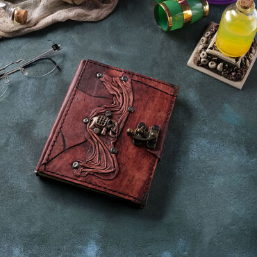Myros - Fil Temalı Küçük Boy Deri Defter