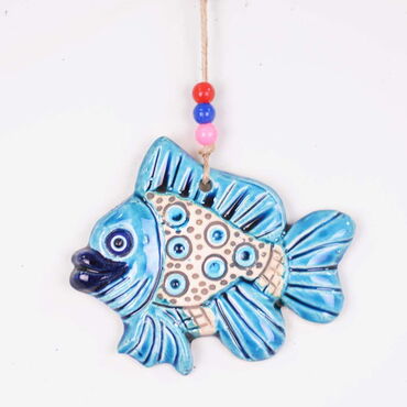 Fish Themed Nautical Ceramics First Size Wall Hanging - Thumbnail