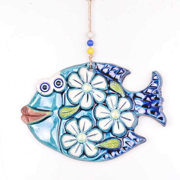 Fish Themed Nautical Ceramics Third Size Wall Hanging - Thumbnail