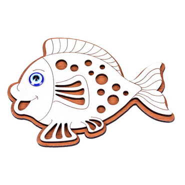 Myros - Fish Themed Wooden Engraved Souvenir Fridge Magnet