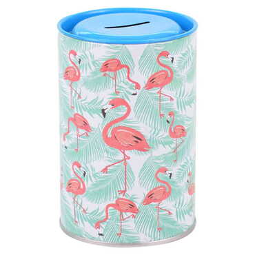 Myros - Flamingo Temalı Myros Metal Kumbara 83x83x125 mm