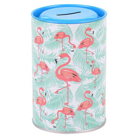 Toptan Flamingo Temalı Myros Metal Kumbara 83x83x125 mm