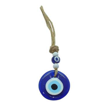 Myros - Flax Yarn Knitted Glass Evil Eye Wall Hanging Decoration No : 2 70 mm