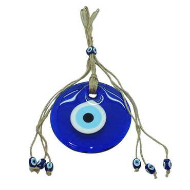 Myros - Flax Yarn Knitted Glass Evil Eye Wall Hanging No : 4 105 mm