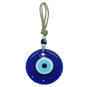 Myros - Flax Yarn Knitted Glass Evil Eye Wall Hanging No : 4 115 mm