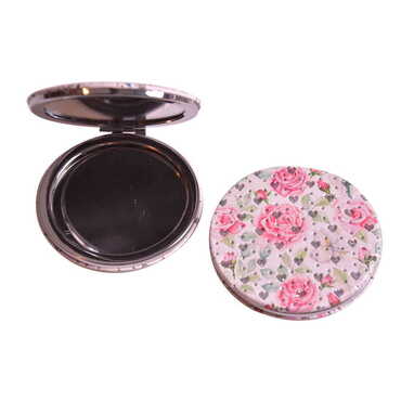 Flower Themed Custom Printed Round Pocket Mirror - Thumbnail