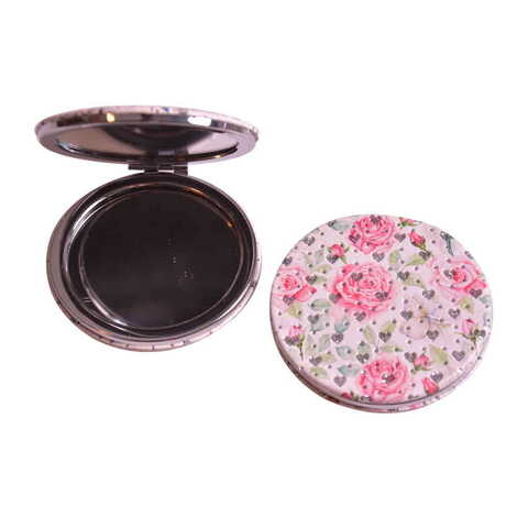 Flower Themed Custom Printed Round Pocket Mirror