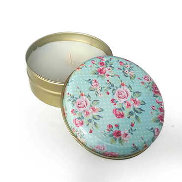 Myros - Flower Themed Metal Tin Boxed Scented Love Candle 73x35 mm