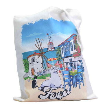 Myros - Foca Themed Digital Printed Tote Bag 35x40 cm