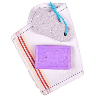 Myros - Foot Scrubber + Hammam Glove Lavender Soap Set