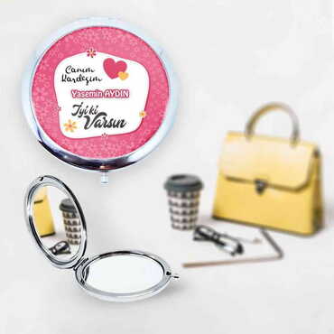 Myros - Friend Themed Customised Metal Epoxy Travel Make Up Compact Mirror 70x11 mm