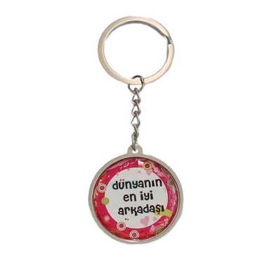 Friend Themed Metal Double Face Round Keychain 40x95 mm - Myros