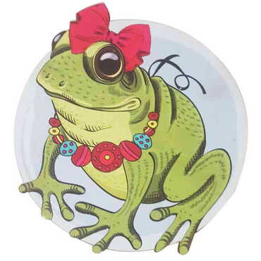 Myros - Frog Themed Wooden Customised Round Travel Coaster 100 mm