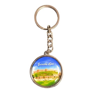 Myros - Gaziantep Themed Metal Double Sided Round Keychain 40x95 mm