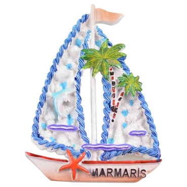 Ship Themed Polyester Stoned And Nacrous Fridge Magnet