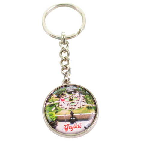 Geyikli Themed Metal Double Face Round Keychain 40x95 mm