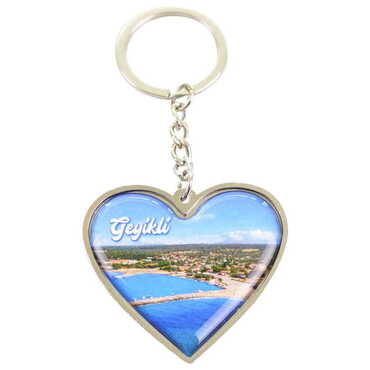 Myros - Geyikli Themed Metal Heart ShapedDouble Face Keychain 45x90 mm