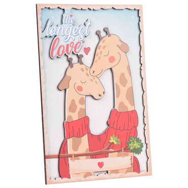 Giraffe Themed Wooden Customised Door Sign Board 200x290 Mm - Thumbnail