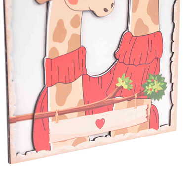 Giraffe Themed Wooden Customised Door Sign Board 200x290 Mm - Thumbnail