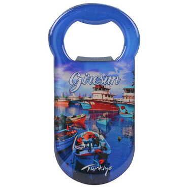 Myros - Giresun Themed Customizable Metal Magnetic Bottle Opener 90x45 mm