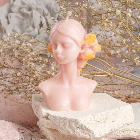 Girl With Flower on Hair Shaped Candle - 1