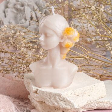 Girl With Flower on Hair Shaped Candle - 2