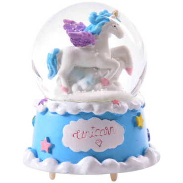 Glass Polyester Snow Ball Unicorn No:31 Medium Size - Thumbnail