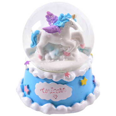 Glass Polyester Snow Ball Unicorn No:31 Medium Size - Thumbnail