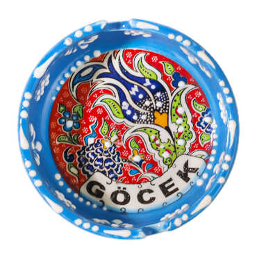 Göcek Themed Ceramic Small Classic Embossed Ashtray - 6