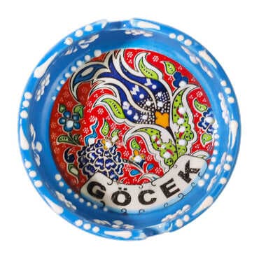 Göcek Themed Ceramic Small Classic Embossed Ashtray - 2
