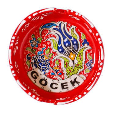 Göcek Themed Ceramic Small Classic Embossed Ashtray - 3