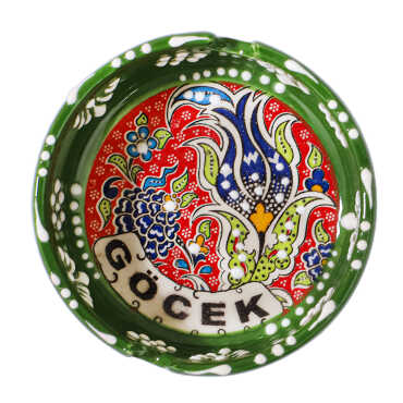 Göcek Themed Ceramic Small Classic Embossed Ashtray - 4