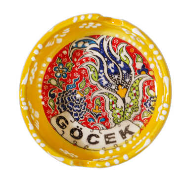 Göcek Themed Ceramic Small Classic Embossed Ashtray - 5