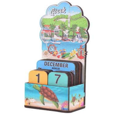 Gocek Themed Wooden Table Calendar - 2
