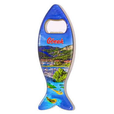 Göcek Themed Myros Metal Fish Bottle Opener Refrigerator Magnet 120x43 mm