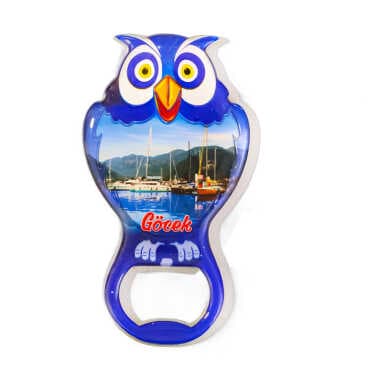 Göcek Themed Myros Metal Owl Bottle Opener Refrigerator Magnet 88x47 mm