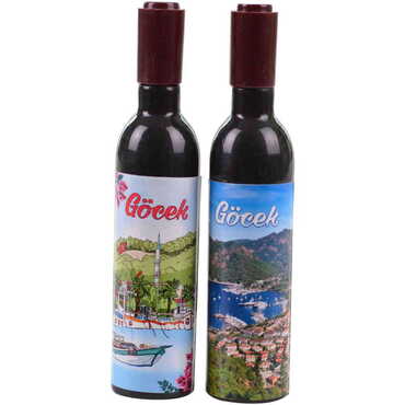 Gocek Themed Bottle Shaped Metal Wine Bottle Corkscrew Opener-Magnetic 115x25x25 mm - 4